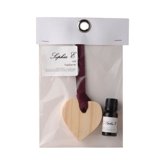 Sophia E Wooden Heart Car Freshener Kit