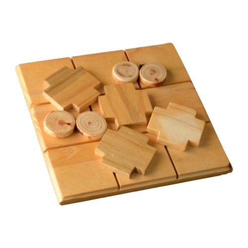 Wooden naughts and crosses board game using reclaimed wattle and pine 210mm x 210mm